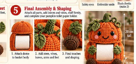 Pumpkin toilet paper holder, step 4: final assembly