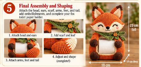 Fox toilet paper holder, step 4: final assembly