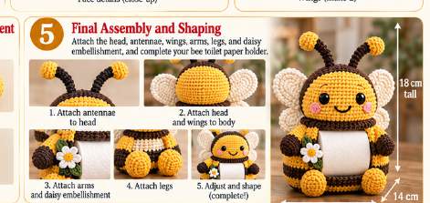 Bee toilet paper holder, step 4: final assembly