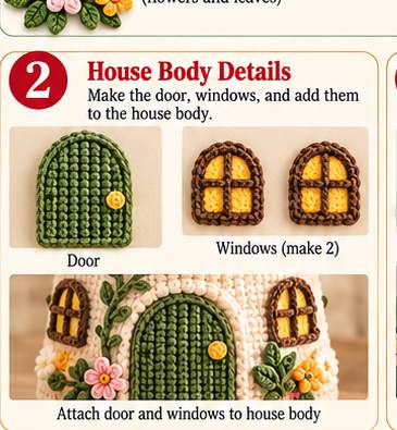 Mushroom House toilet paper holder, step 2: door and windows
